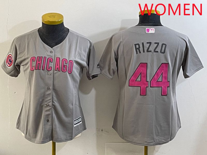Women Chicago Cubs #44 Rizzo Grey Fashion Game 2025 Nike MLB Jersey style 1